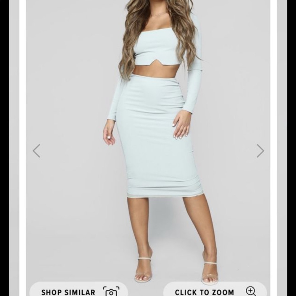 Crop ribbed skirt set